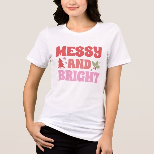 Funny Merry und helle Frauen Weihnachten Tri-Blend Shirt (Vorderseite)
