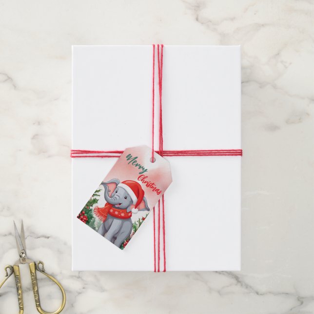 Funny Merry Weihnachtskranz Niedlich Elephant sant Geschenkanhänger (Mit Garn)