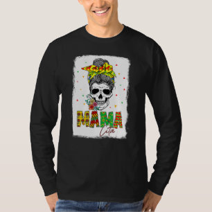 Funny Messy Bun Skull Mamacita Cinco De Mayo Mama T-Shirt