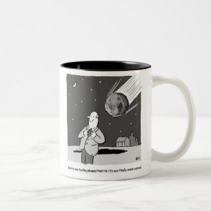 Funny Meteor Hitting Earth Desaster Zweifarbige Tasse