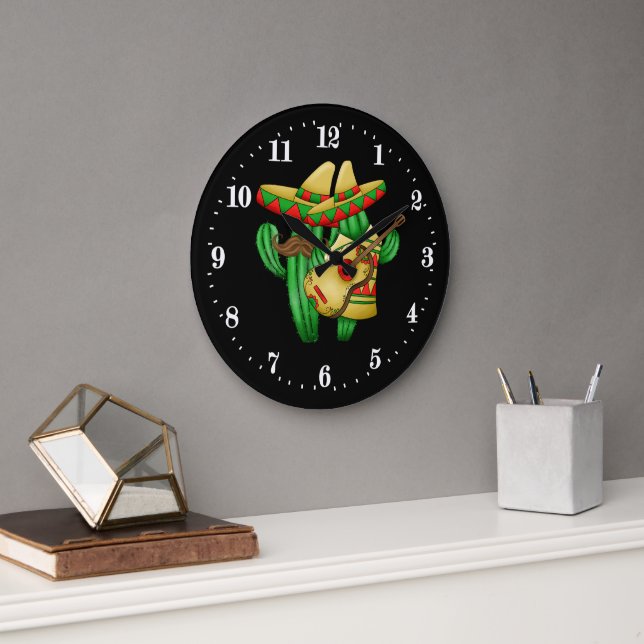 Funny Mexican cactus Decke Große Uhr (Büro)