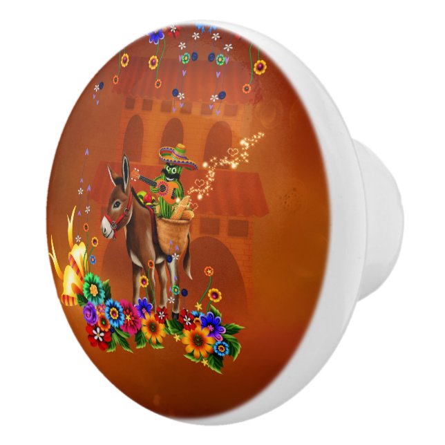 Funny mexican cactus keramikknauf (Rechts)