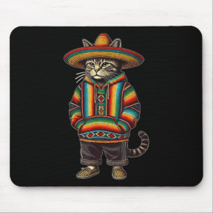 Funny Mexican Cat Sombrero Baja Cinco De Mayo Cat Mousepad