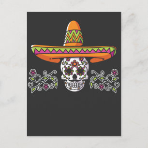 Funny Mexican Skull Sombrero Cinco de Mayo Postkarte