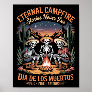 Funny Mexican Sugar Skull Skeleton Día De Los Muer Poster