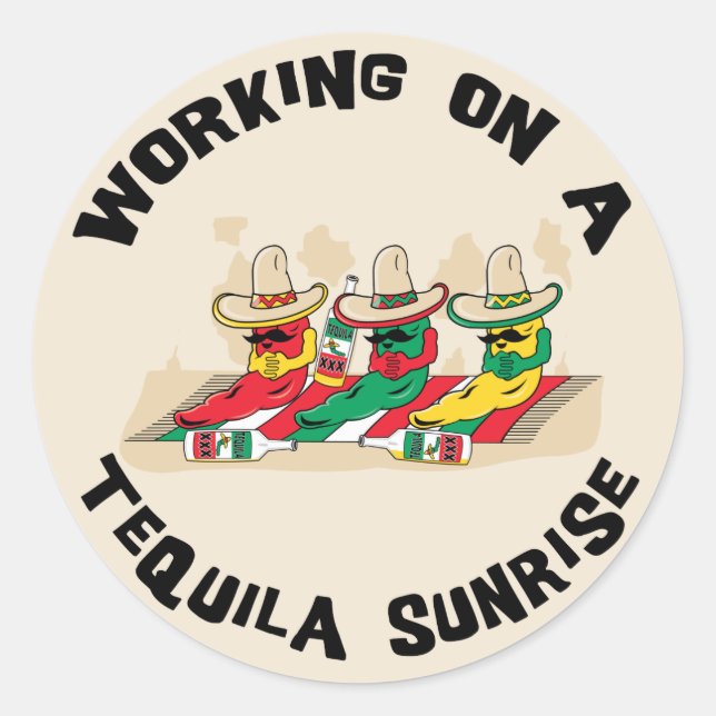 Funny Mexican Tequila Sunrise Runder Aufkleber (Vorderseite)