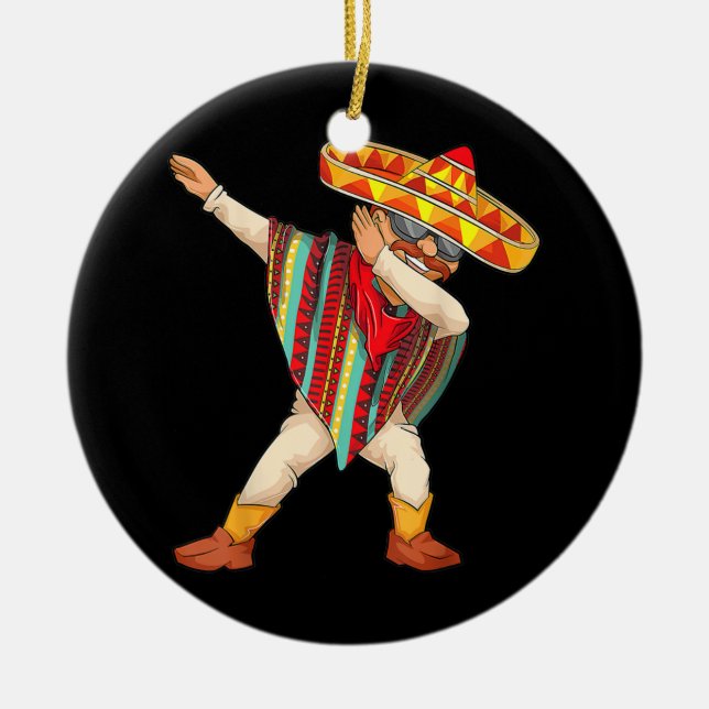 Funny Mexico Poncho Men Cooles Dabbing Keramik Ornament (Vorne)