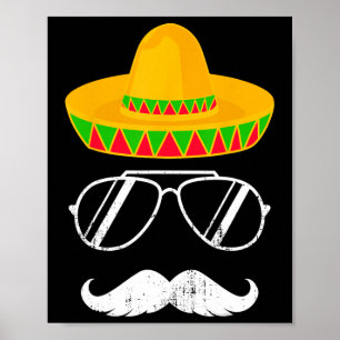 Funny mexikanische Sombrero Mustache Gesicht für C Poster