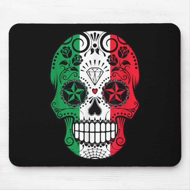 Funny mexikanischen Schädelkopf Cinco De Mayo Flag Mousepad (Vorne)