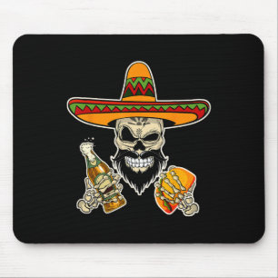 Funny mexikanischer Zuckerschädel mit Tacos und Bi Mousepad