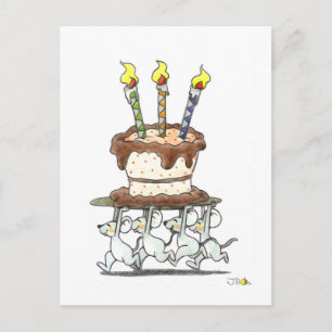 Funny Mice & Cake Geburtstagsgrüße Postkarte