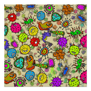 Funny Microscopic Labororganisms Poster