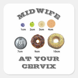 Funny Midfrau "At Your Cervix" cm Messung Quadratischer Aufkleber