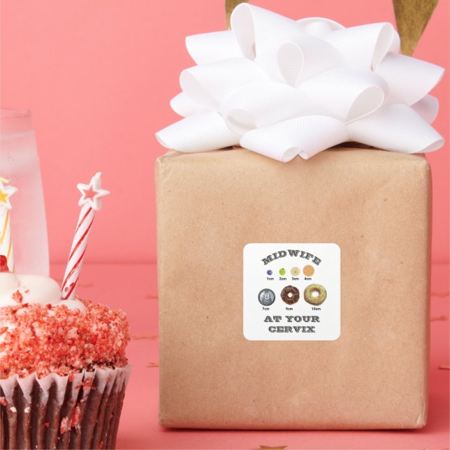 Funny Midfrau "At Your Cervix" cm Messung Quadratischer Aufkleber (Party)