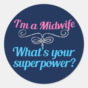 Funny Midfrau Superhelder Runder Aufkleber