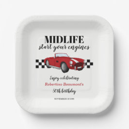 Funny Midlife Vintage Red Car 50th Birthday Pappteller