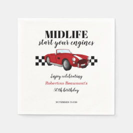Funny Midlife Vintage Red Car 50th Birthday Serviette