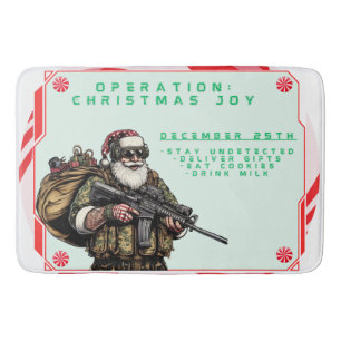 Funny Military/Christmas Santa Badematte