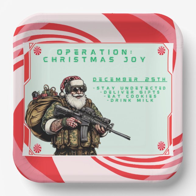 Funny Military/Christmas Santa Pappteller (Vorderseite)