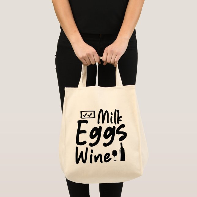Funny Milk Eggs Wine Grocertasche Tragetasche (Vorderseite (Produkt))
