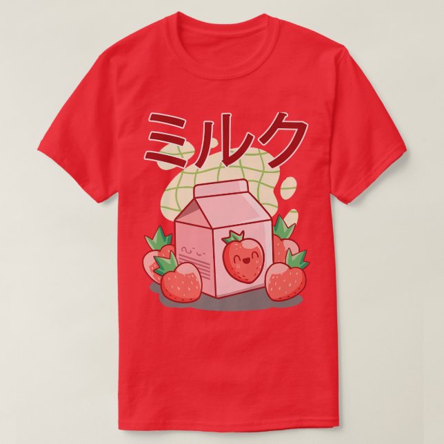 Funny Milk Retro 90er Shake Japanisch Kawaii Straw T-Shirt (Design vorne)