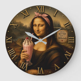Funny Milkshake Mona Lisa Große Wanduhr