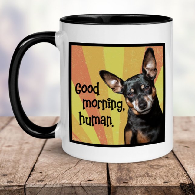Funny Min Button Tasse - Guten Morgen, Mensch (Von Creator hochgeladen)