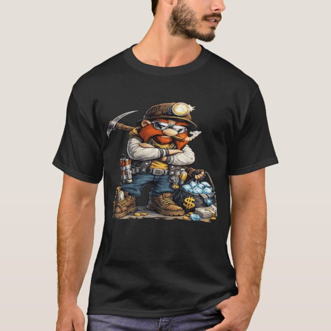 Funny Miner Raccoon Graphic T-Shirt for Men (Vorderseite)