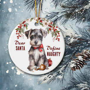 Funny Miniature Schnauzer Pup Definition Naughty Keramik Ornament