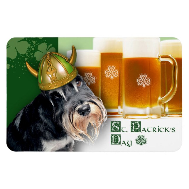 Funny Miniature Schnauzer St. Patrick's Day Gesche Magnet (Horizontal)
