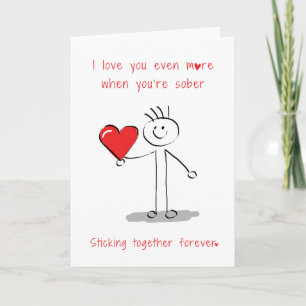 Funny Minimal Stickman Valentine's Day Sobriety Karte