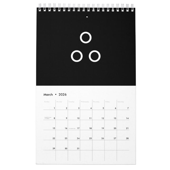 Funny Minimalism Circles Black and White Kalender (Mär 2026)