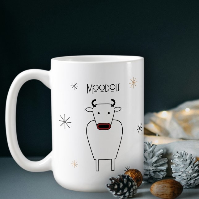 Funny Minimalist Moodolf The Red Nose Reindeer Pun Kaffeetasse (Von Creator hochgeladen)