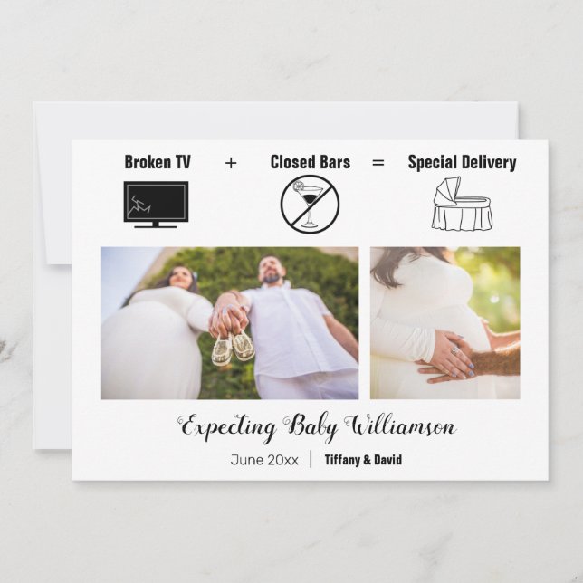 Funny Minimalistisch Broken TV Schwangerschaft Ankündigung (Vorderseite)