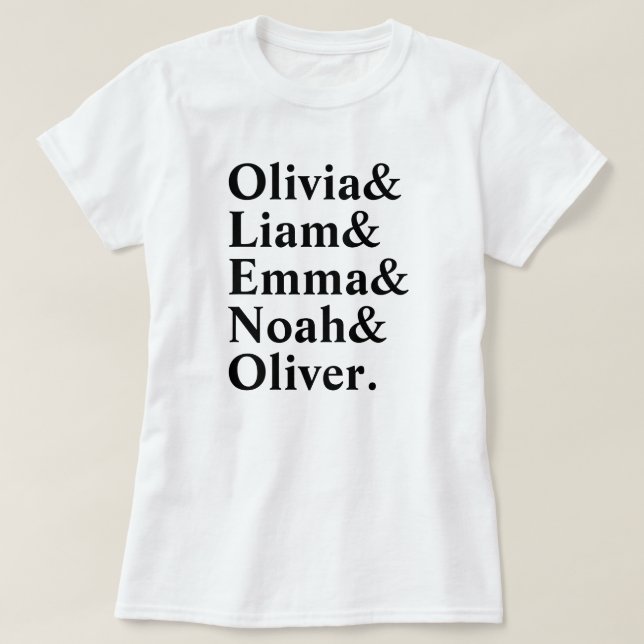 Funny Minimalistisch Custom Text Name List Shirt (Design vorne)