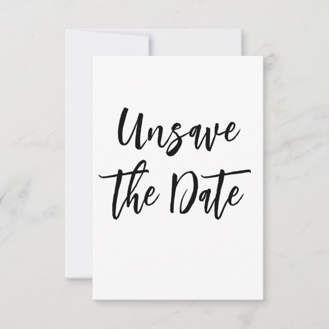 💍 Funny Minimalistisch Elegante Unsave the Date Save The Date (Vorderseite)