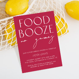 Funny Minimalistisch Magenta No Games Brautparty Einladung