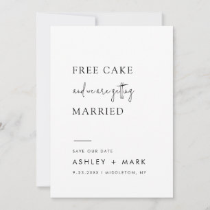 Funny Minimalistisch Script Free Cake Wedding Save The Date