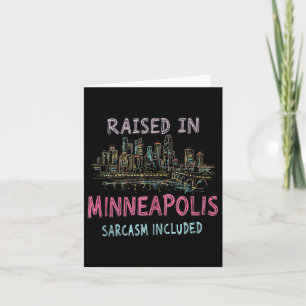 Funny Minneapolis Minnesota Night Skyline Vintag Karte