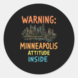 Funny Minneapolis Minnesota Night Skyline Vintag Runder Aufkleber