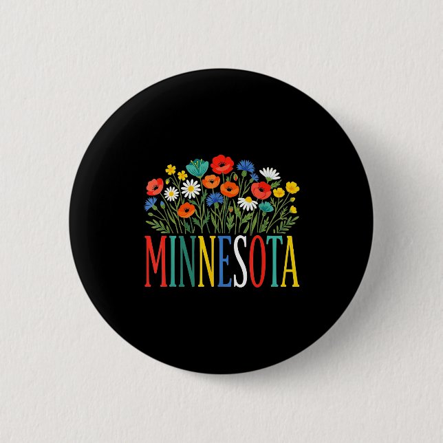 Funny minnesota floral vacation group matching button (Vorderseite)