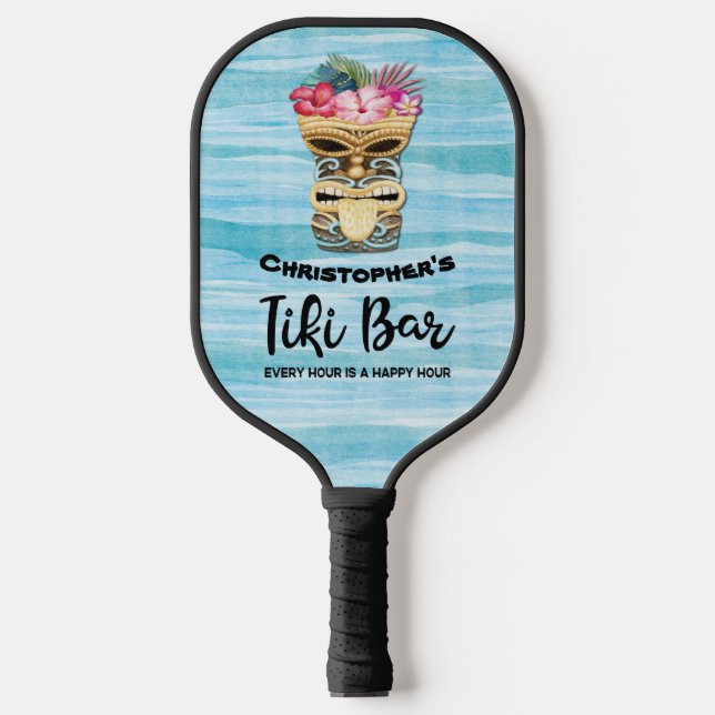 Funny Mit Monogramm Tiki Bar Pickleball Schläger (Vorderseite)