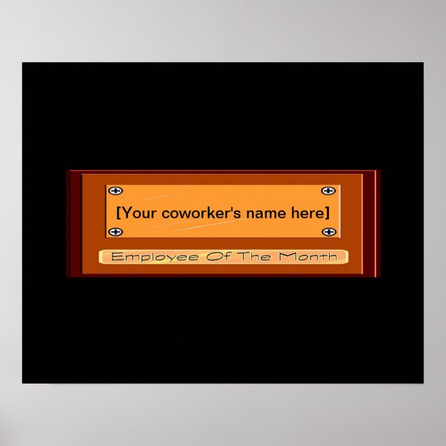 Funny Mitarbeiter des Monats Ihr Name Plate Poster (Vorne)