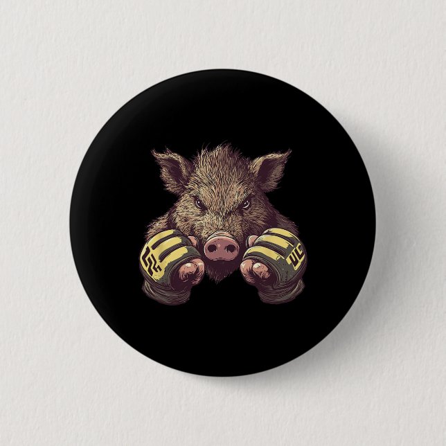 Funny Mixed Martial Arts Boar - Käfigkämpferei und Button (Vorderseite)