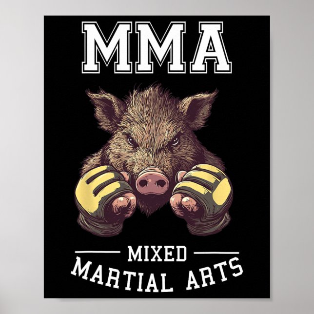 Funny Mixed Martial Arts Boar - Thai Boxing Cage F Poster (Vorne)