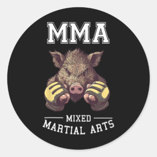 Funny Mixed Martial Arts Boar - Thai Boxing Cage F Runder Aufkleber