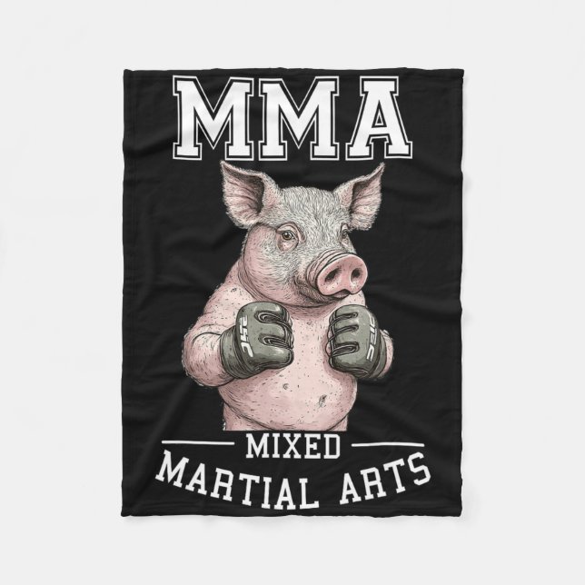 Funny Mixed Martial Arts Pig - Thai Boxkäfig Kämpf Fleecedecke (Vorderseite)