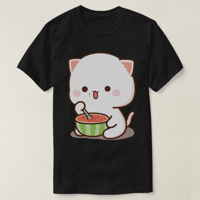 Funny mochi mochi peach cat Sticker.pnng T-Shirt (Design vorne)