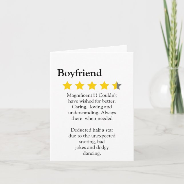 Funny modern 4.5 Star boyfriend review typography Karte (Vorderseite)