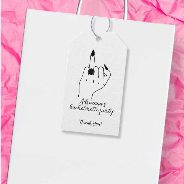 Funny Modern Bachelorette Party Bride Ring Finger Geschenkanhänger (Funny Modern Bachelorette Party Bride Ring Finger Gift Tags)